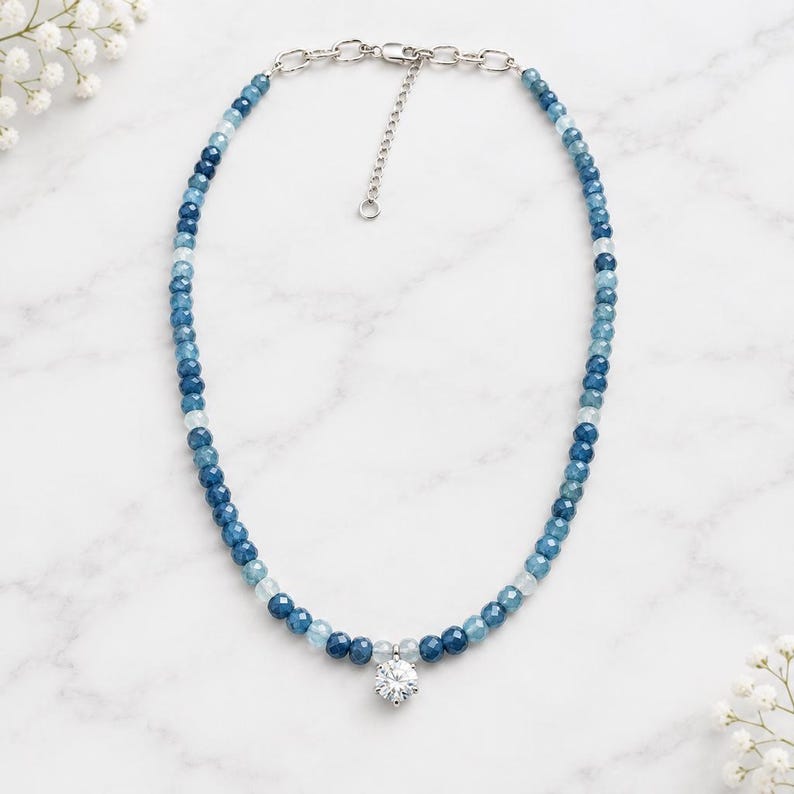 Aquamarine moonstone necklace styled shot