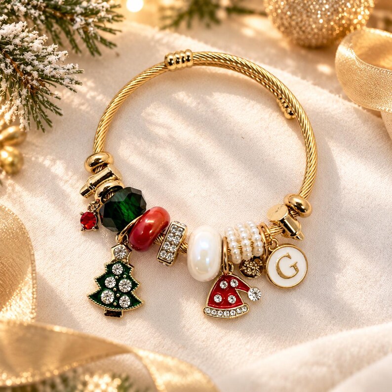 Christmas charm bracelet final detail shot