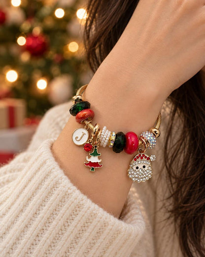 Christmas charm bracelet with Santa and tree charms