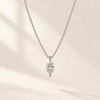 Silver marquise moissanite floating pendant necklace
