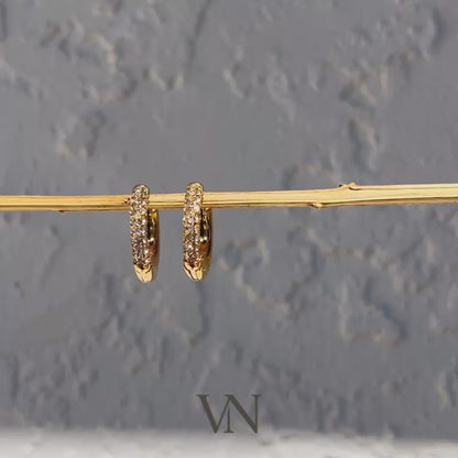 Crystal Pavé Huggie Hoops – 18K Gold Stainless Steel