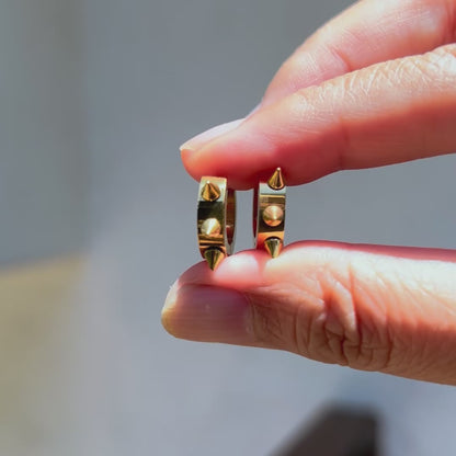 Gold Spiky Huggie Hoop Earrings — 8mm Edgy Minimalist Stainless Steel