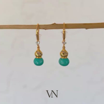 Wu Lou Crystal Gold Drop Earrings