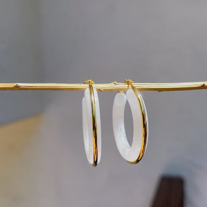 Ivory Resin Circular Hoop Earrings