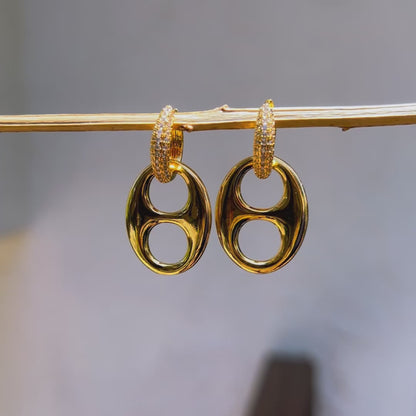 Pavé Crystal Oval Drop Earrings